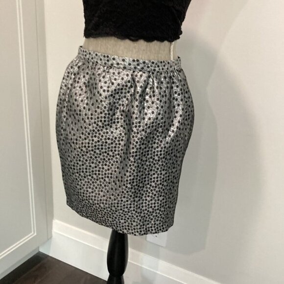 METALLIC Silver Black Polka Dots Mini Full Skirt - Picture 6 of 11